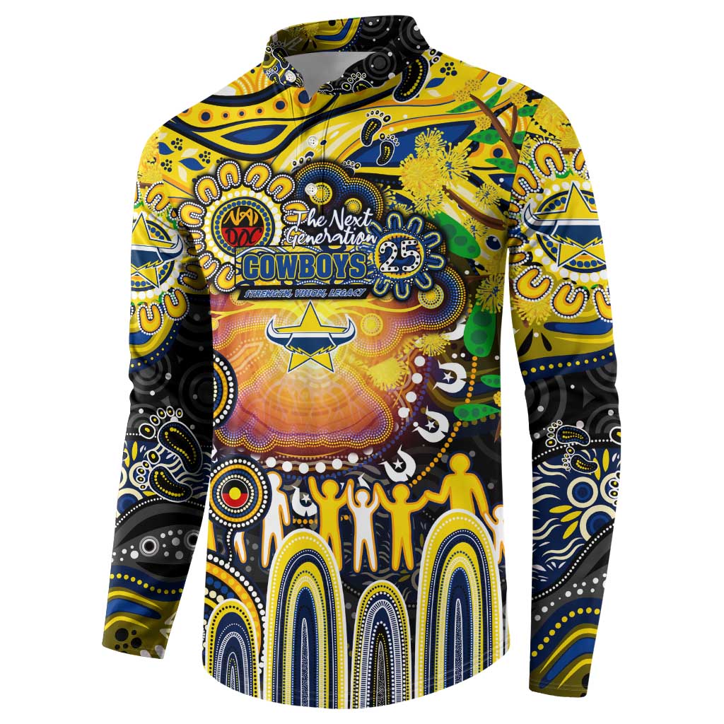 Personalised NAIDOC Week 2025 Cowboys Rugby Button Sweatshirt Aboriginal Dot Painting