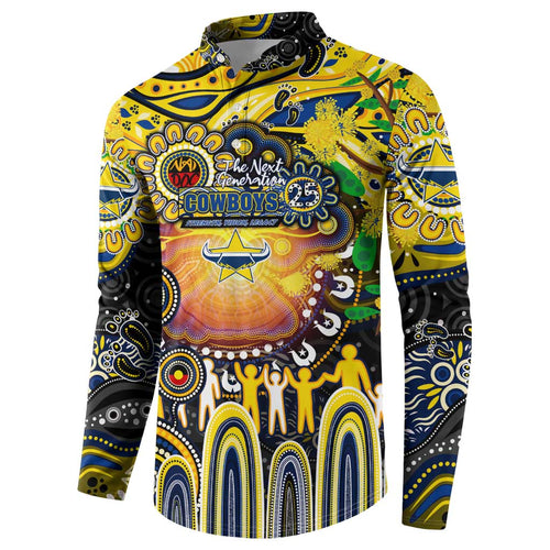 Personalised NAIDOC Week 2025 Cowboys Rugby Button Sweatshirt Aboriginal Dot Painting