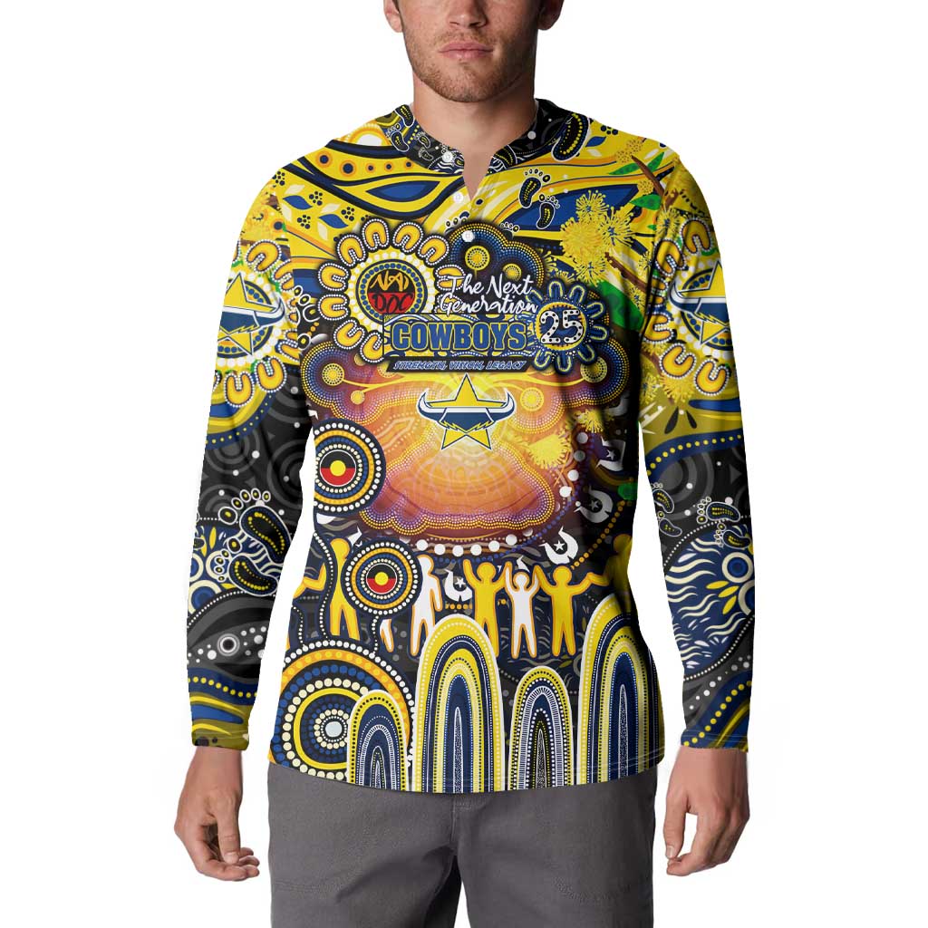 Personalised NAIDOC Week 2025 Cowboys Rugby Button Sweatshirt Aboriginal Dot Painting