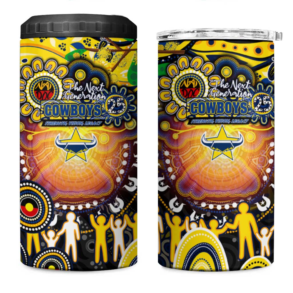 NAIDOC Week 2025 Cowboys Rugby 4 in 1 Can Cooler Tumbler Aboriginal Dot Painting