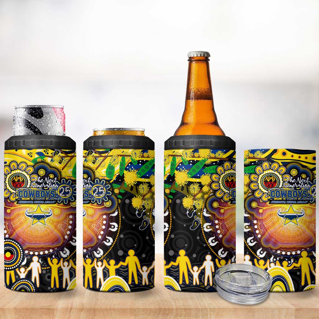 NAIDOC Week 2025 Cowboys Rugby 4 in 1 Can Cooler Tumbler Aboriginal Dot Painting