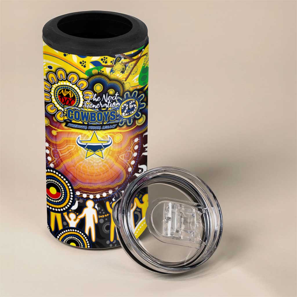 NAIDOC Week 2025 Cowboys Rugby 4 in 1 Can Cooler Tumbler Aboriginal Dot Painting