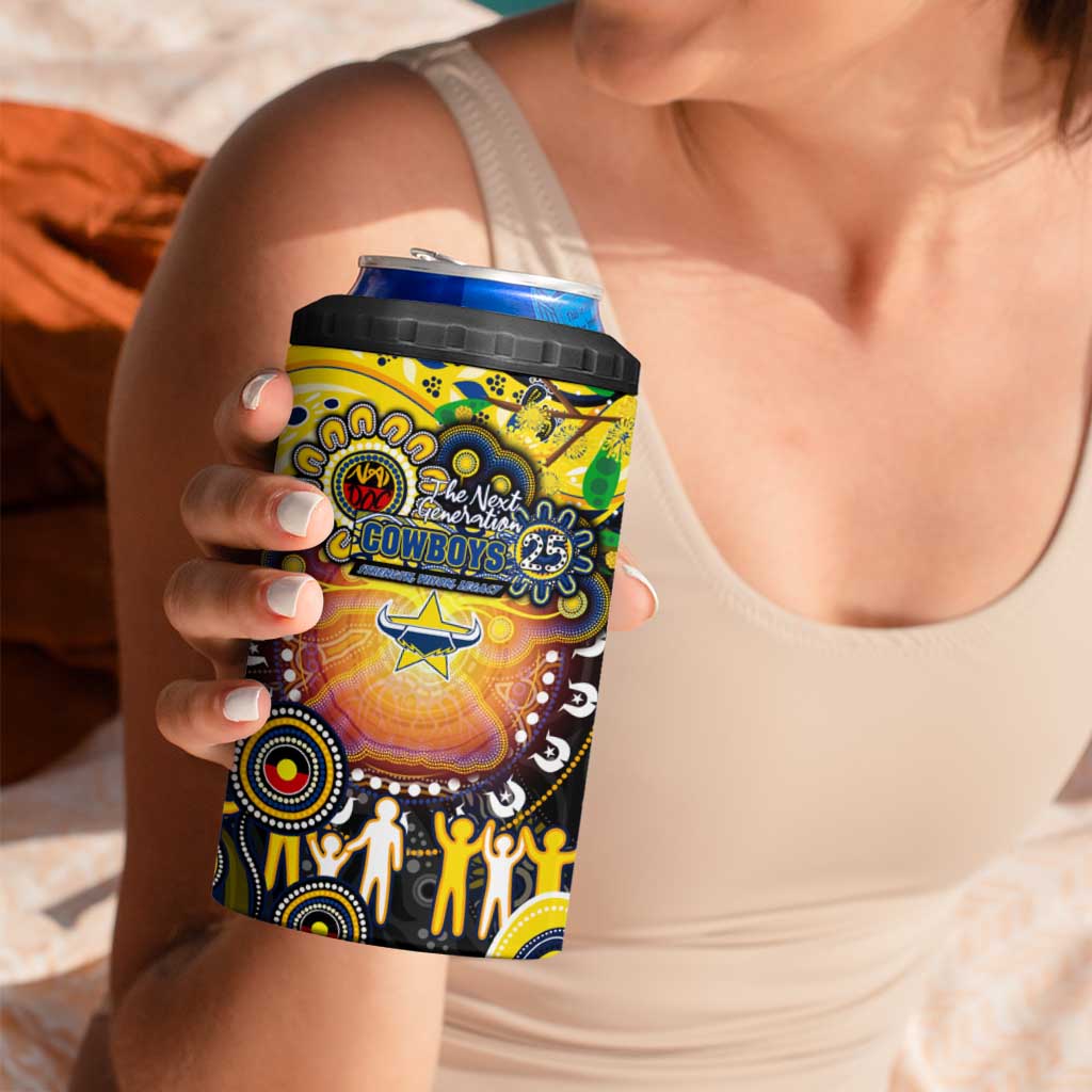 NAIDOC Week 2025 Cowboys Rugby 4 in 1 Can Cooler Tumbler Aboriginal Dot Painting