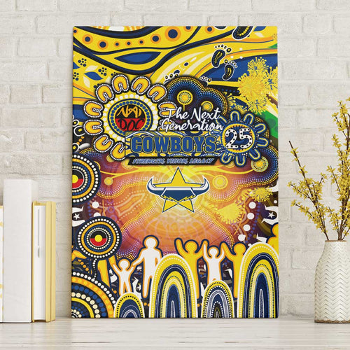 NAIDOC Week 2025 Cowboys Rugby Canvas Wall Art Aboriginal Dot Painting