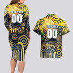 Personalised NAIDOC Week 2025 Cowboys Rugby Couples Matching Long Sleeve Bodycon Dress and Hawaiian Shirt Aboriginal Dot Painting