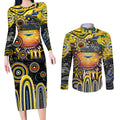 Personalised NAIDOC Week 2025 Cowboys Rugby Couples Matching Long Sleeve Bodycon Dress and Long Sleeve Button Shirt Aboriginal Dot Painting