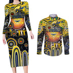 Personalised NAIDOC Week 2025 Cowboys Rugby Couples Matching Long Sleeve Bodycon Dress and Long Sleeve Button Shirt Aboriginal Dot Painting