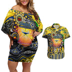Personalised NAIDOC Week 2025 Cowboys Rugby Couples Matching Off Shoulder Short Dress and Hawaiian Shirt Aboriginal Dot Painting