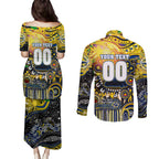 Personalised NAIDOC Week 2025 Cowboys Rugby Couples Matching Puletasi and Long Sleeve Button Shirt Aboriginal Dot Painting