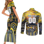 Personalised NAIDOC Week 2025 Cowboys Rugby Couples Matching Short Sleeve Bodycon Dress and Long Sleeve Button Shirt Aboriginal Dot Painting
