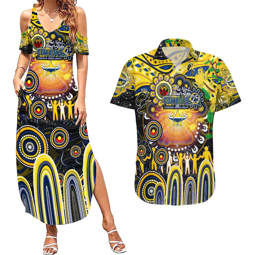 Personalised NAIDOC Week 2025 Cowboys Rugby Couples Matching Summer Maxi Dress and Hawaiian Shirt Aboriginal Dot Painting