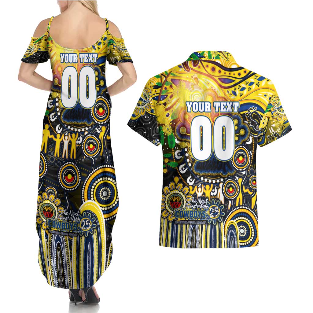 Personalised NAIDOC Week 2025 Cowboys Rugby Couples Matching Summer Maxi Dress and Hawaiian Shirt Aboriginal Dot Painting