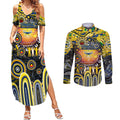 Personalised NAIDOC Week 2025 Cowboys Rugby Couples Matching Summer Maxi Dress and Long Sleeve Button Shirt Aboriginal Dot Painting