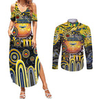 Personalised NAIDOC Week 2025 Cowboys Rugby Couples Matching Summer Maxi Dress and Long Sleeve Button Shirt Aboriginal Dot Painting
