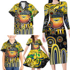 Personalised NAIDOC Week 2025 Cowboys Rugby Family Matching Long Sleeve Bodycon Dress and Hawaiian Shirt Aboriginal Dot Painting