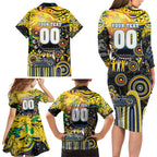 Personalised NAIDOC Week 2025 Cowboys Rugby Family Matching Long Sleeve Bodycon Dress and Hawaiian Shirt Aboriginal Dot Painting
