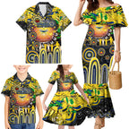 Personalised NAIDOC Week 2025 Cowboys Rugby Family Matching Mermaid Dress and Hawaiian Shirt Aboriginal Dot Painting
