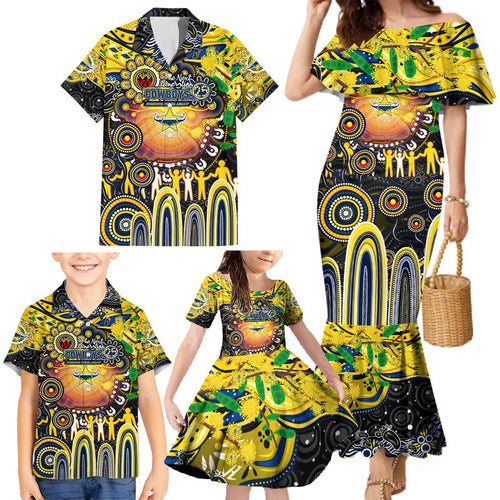 Personalised NAIDOC Week 2025 Cowboys Rugby Family Matching Mermaid Dress and Hawaiian Shirt Aboriginal Dot Painting