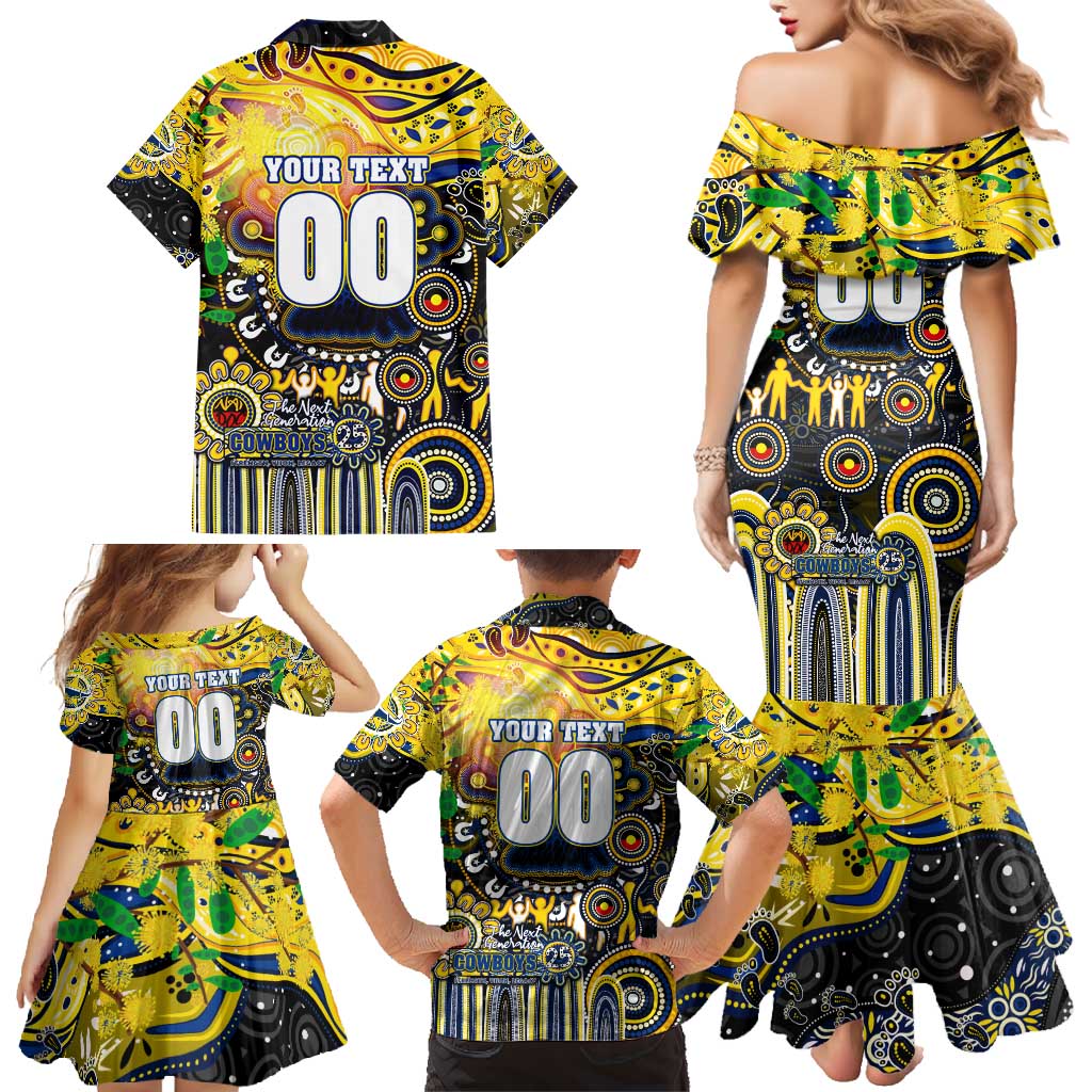 Personalised NAIDOC Week 2025 Cowboys Rugby Family Matching Mermaid Dress and Hawaiian Shirt Aboriginal Dot Painting