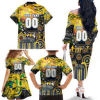 Personalised NAIDOC Week 2025 Cowboys Rugby Family Matching Off The Shoulder Long Sleeve Dress and Hawaiian Shirt Aboriginal Dot Painting