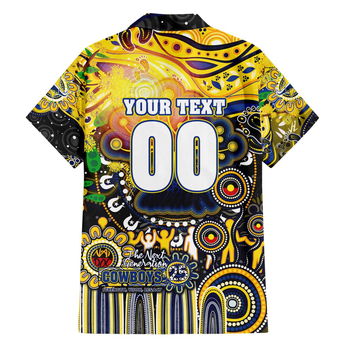 Personalised NAIDOC Week 2025 Cowboys Rugby Family Matching Off The Shoulder Long Sleeve Dress and Hawaiian Shirt Aboriginal Dot Painting