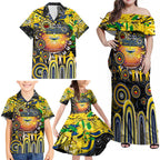 Personalised NAIDOC Week 2025 Cowboys Rugby Family Matching Off Shoulder Maxi Dress and Hawaiian Shirt Aboriginal Dot Painting