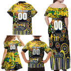 Personalised NAIDOC Week 2025 Cowboys Rugby Family Matching Off Shoulder Maxi Dress and Hawaiian Shirt Aboriginal Dot Painting