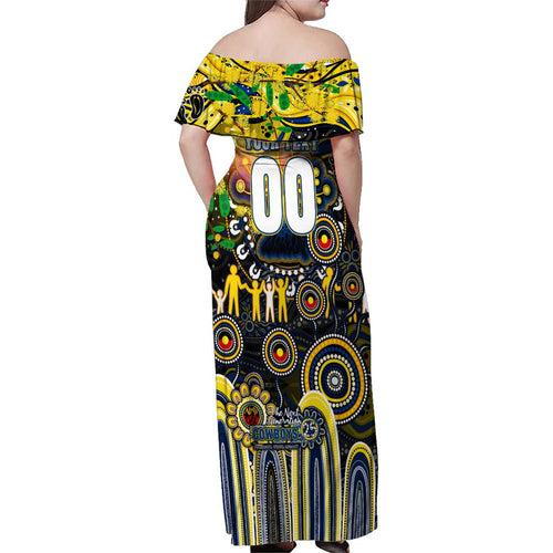 Personalised NAIDOC Week 2025 Cowboys Rugby Family Matching Off Shoulder Maxi Dress and Hawaiian Shirt Aboriginal Dot Painting