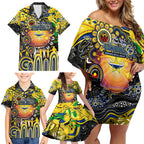 Personalised NAIDOC Week 2025 Cowboys Rugby Family Matching Off Shoulder Short Dress and Hawaiian Shirt Aboriginal Dot Painting
