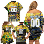 Personalised NAIDOC Week 2025 Cowboys Rugby Family Matching Off Shoulder Short Dress and Hawaiian Shirt Aboriginal Dot Painting