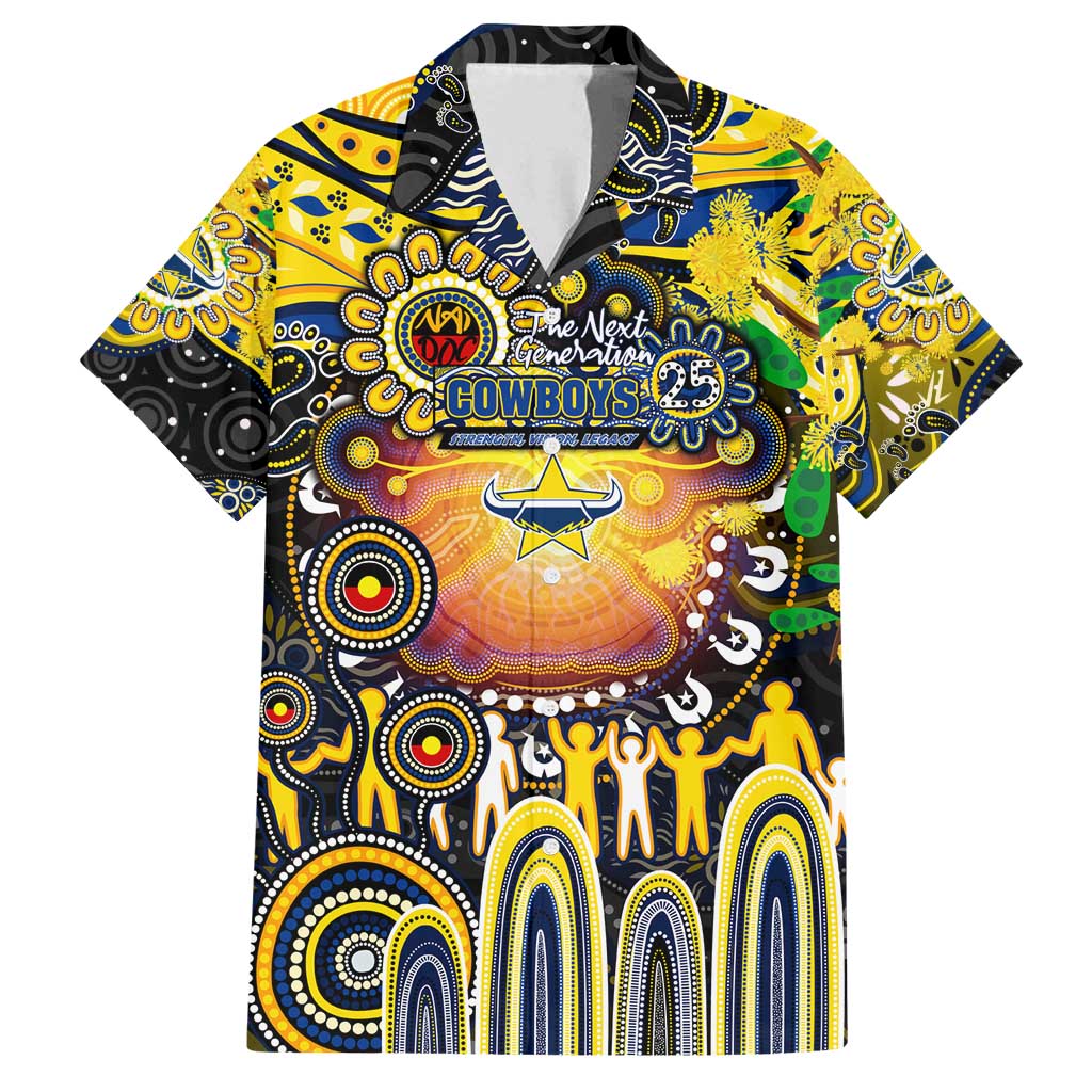 Personalised NAIDOC Week 2025 Cowboys Rugby Family Matching Off Shoulder Short Dress and Hawaiian Shirt Aboriginal Dot Painting