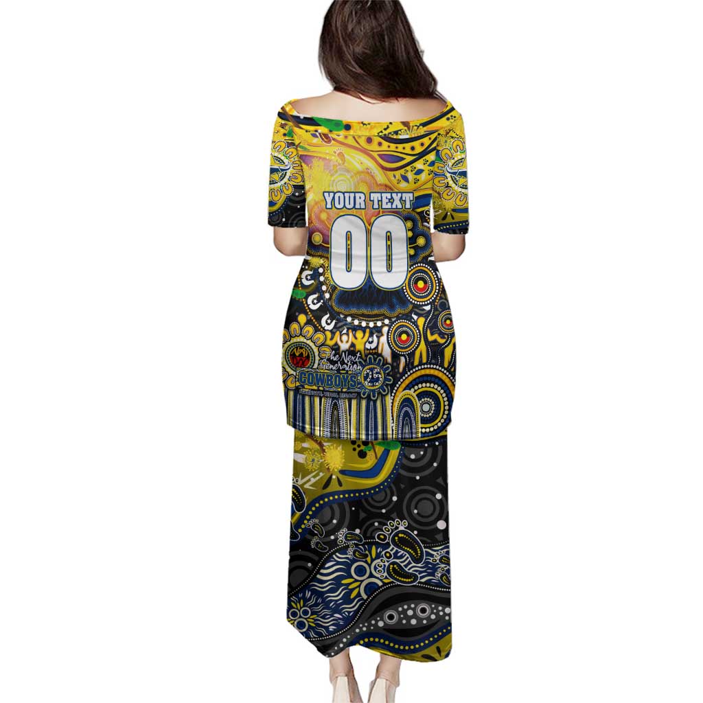 Personalised NAIDOC Week 2025 Cowboys Rugby Family Matching Puletasi and Hawaiian Shirt Aboriginal Dot Painting