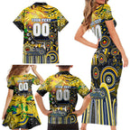 Personalised NAIDOC Week 2025 Cowboys Rugby Family Matching Short Sleeve Bodycon Dress and Hawaiian Shirt Aboriginal Dot Painting