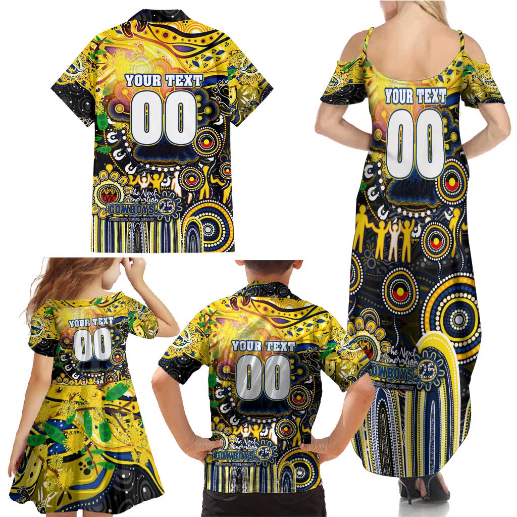 Personalised NAIDOC Week 2025 Cowboys Rugby Family Matching Summer Maxi Dress and Hawaiian Shirt Aboriginal Dot Painting