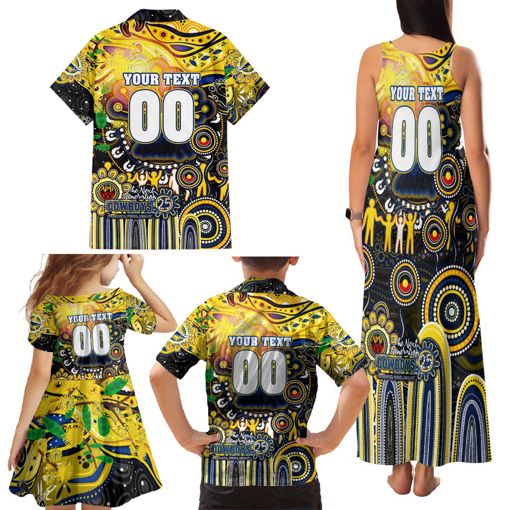 Personalised NAIDOC Week 2025 Cowboys Rugby Family Matching Tank Maxi Dress and Hawaiian Shirt Aboriginal Dot Painting
