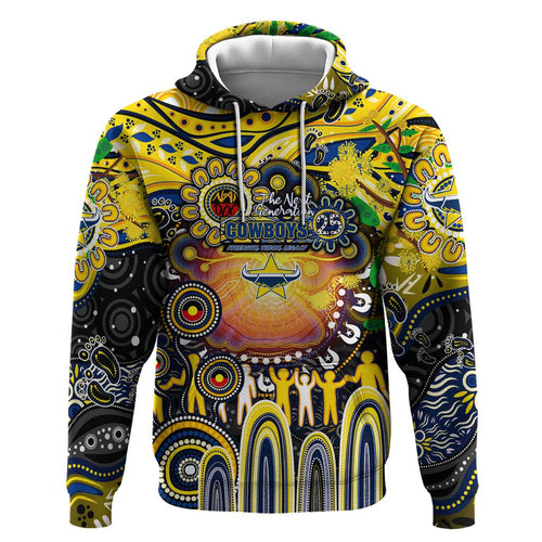 Personalised NAIDOC Week 2025 Cowboys Rugby Hoodie Aboriginal Dot Painting