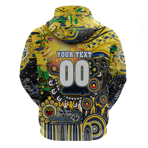 Personalised NAIDOC Week 2025 Cowboys Rugby Hoodie Aboriginal Dot Painting