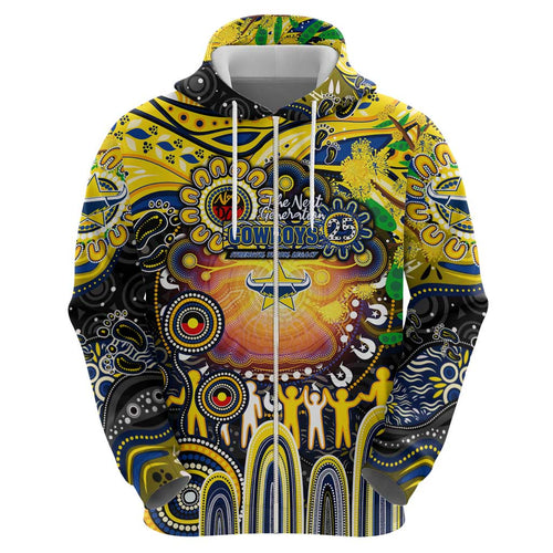 Personalised NAIDOC Week 2025 Cowboys Rugby Hoodie Aboriginal Dot Painting