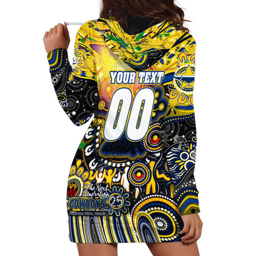 Personalised NAIDOC Week 2025 Cowboys Rugby Hoodie Dress Aboriginal Dot Painting