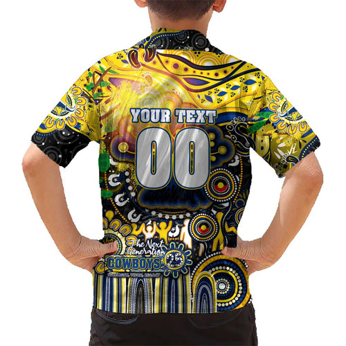 Personalised NAIDOC Week 2025 Cowboys Rugby Kid Hawaiian Shirt Aboriginal Dot Painting