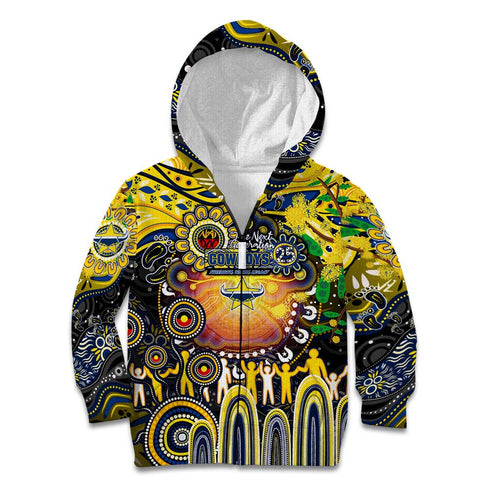 Personalised NAIDOC Week 2025 Cowboys Rugby Kid Hoodie Aboriginal Dot Painting