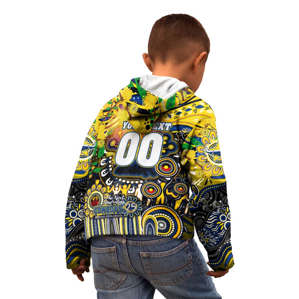 Personalised NAIDOC Week 2025 Cowboys Rugby Kid Hoodie Aboriginal Dot Painting