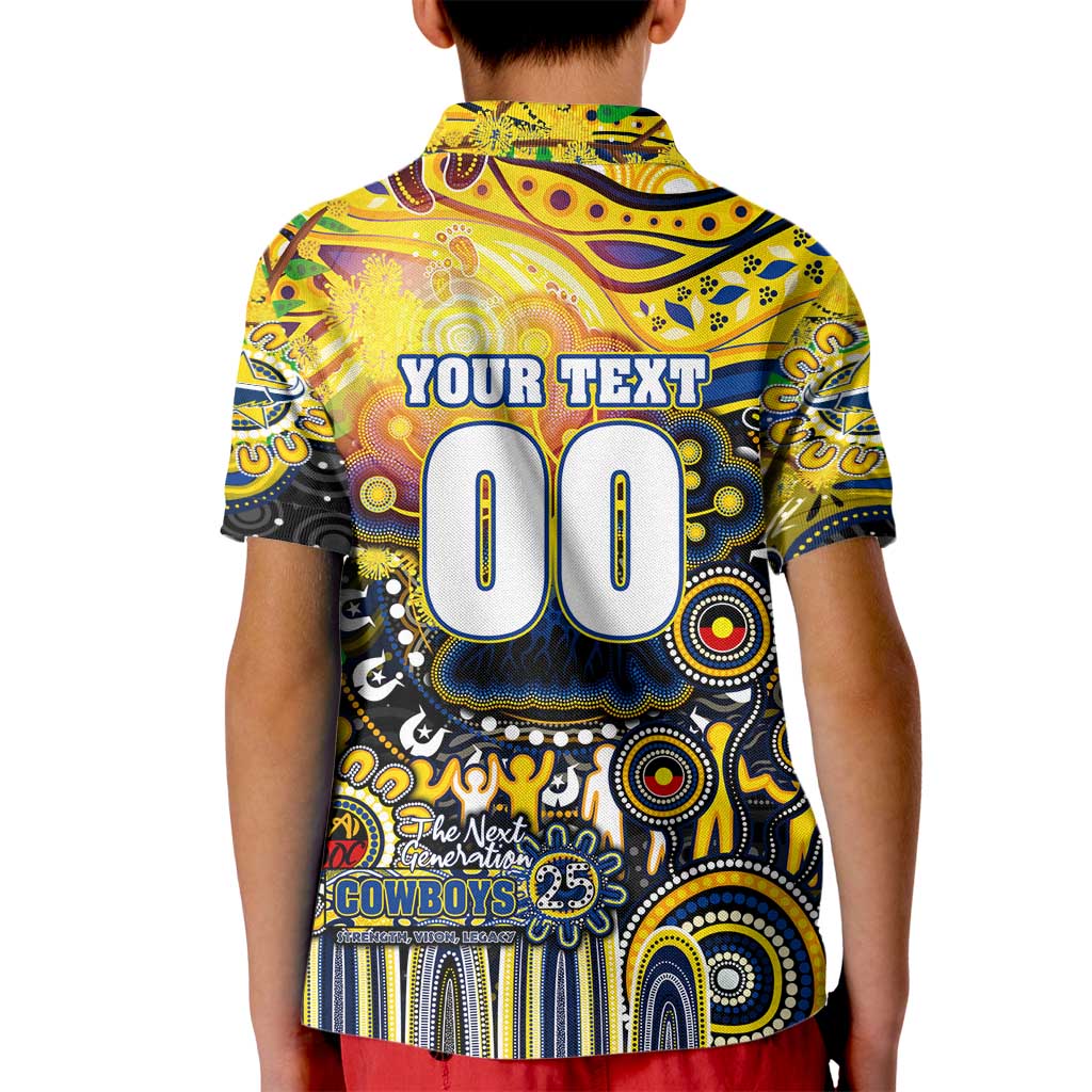 Personalised NAIDOC Week 2025 Cowboys Rugby Kid Polo Shirt Aboriginal Dot Painting
