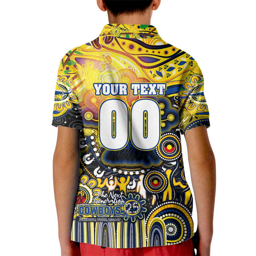 Personalised NAIDOC Week 2025 Cowboys Rugby Kid Polo Shirt Aboriginal Dot Painting
