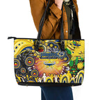 NAIDOC Week 2025 Cowboys Rugby Leather Tote Bag Aboriginal Dot Painting