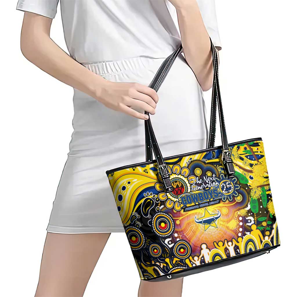 NAIDOC Week 2025 Cowboys Rugby Leather Tote Bag Aboriginal Dot Painting