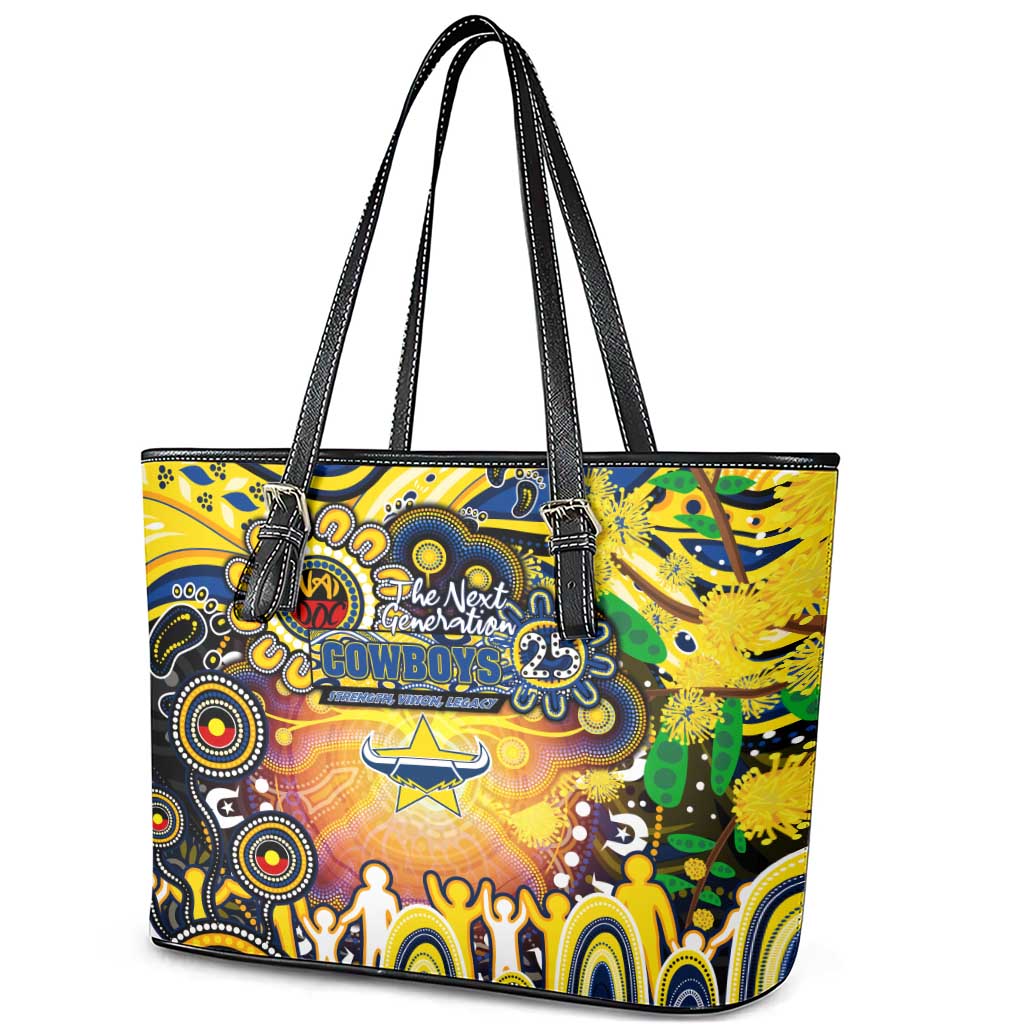 NAIDOC Week 2025 Cowboys Rugby Leather Tote Bag Aboriginal Dot Painting
