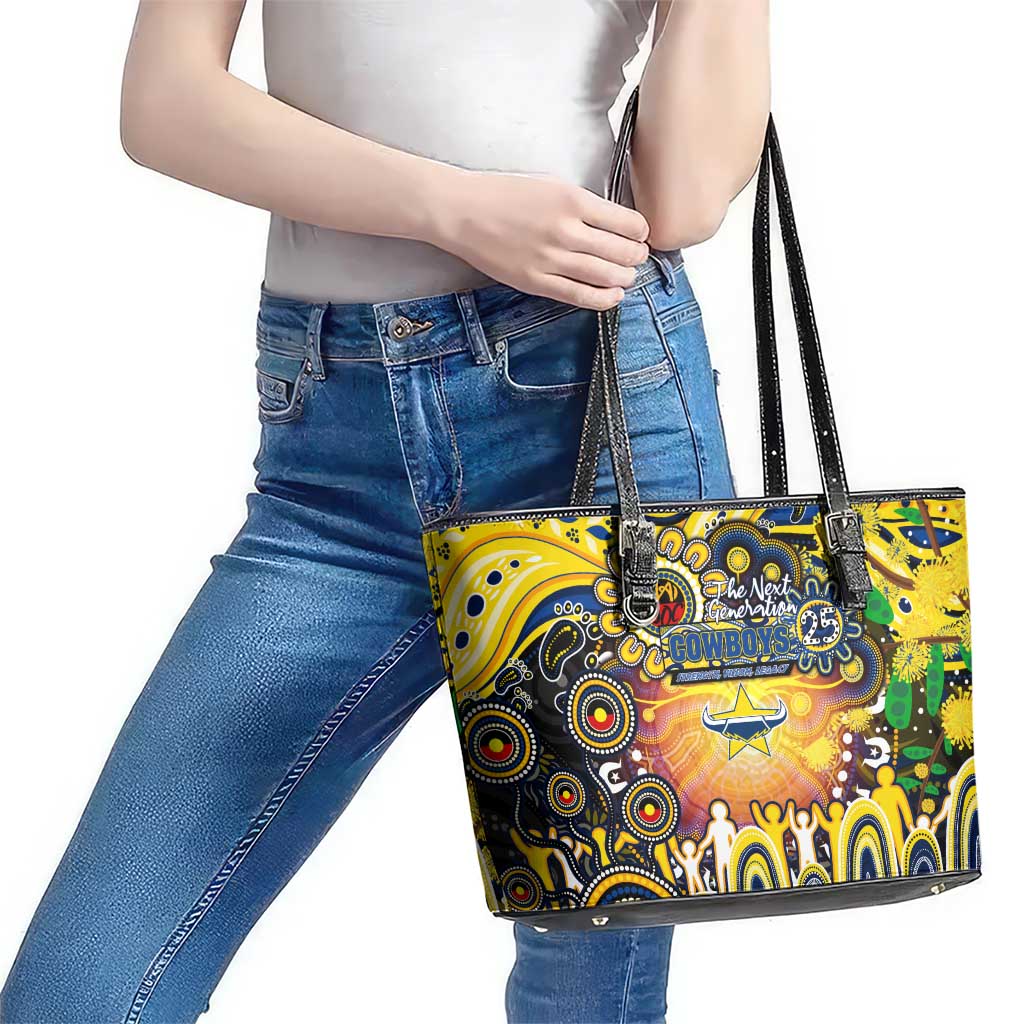 NAIDOC Week 2025 Cowboys Rugby Leather Tote Bag Aboriginal Dot Painting