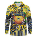 Personalised NAIDOC Week 2025 Cowboys Rugby Long Sleeve Polo Shirt Aboriginal Dot Painting