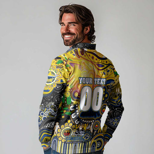 Personalised NAIDOC Week 2025 Cowboys Rugby Long Sleeve Polo Shirt Aboriginal Dot Painting
